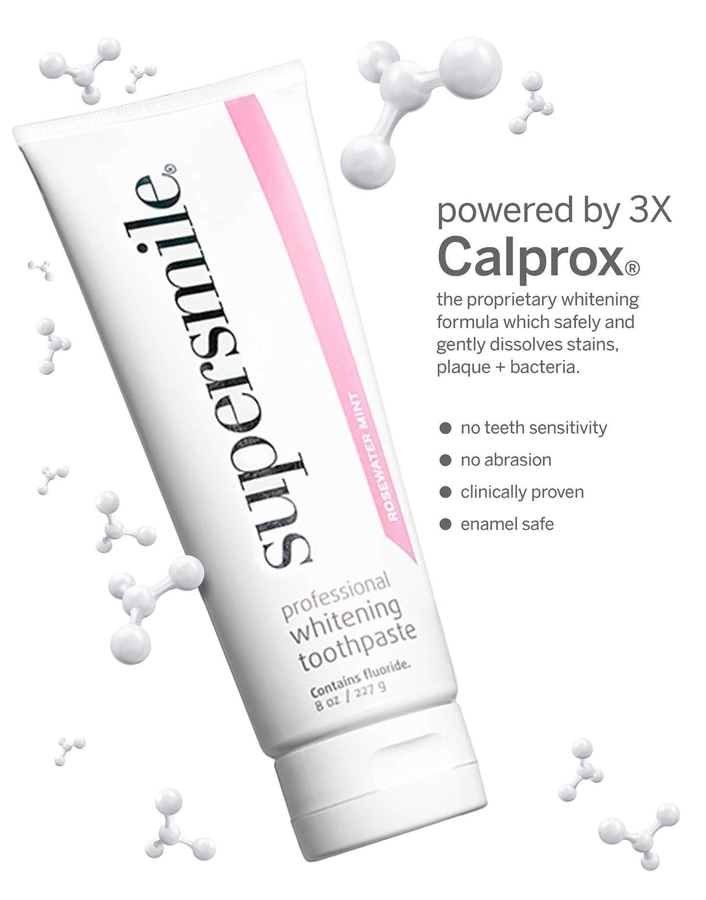 Supersmile Rosewater Mint Whitening Toothpaste with Fluoride – 8 oz | Whitens Up to 6 Shades