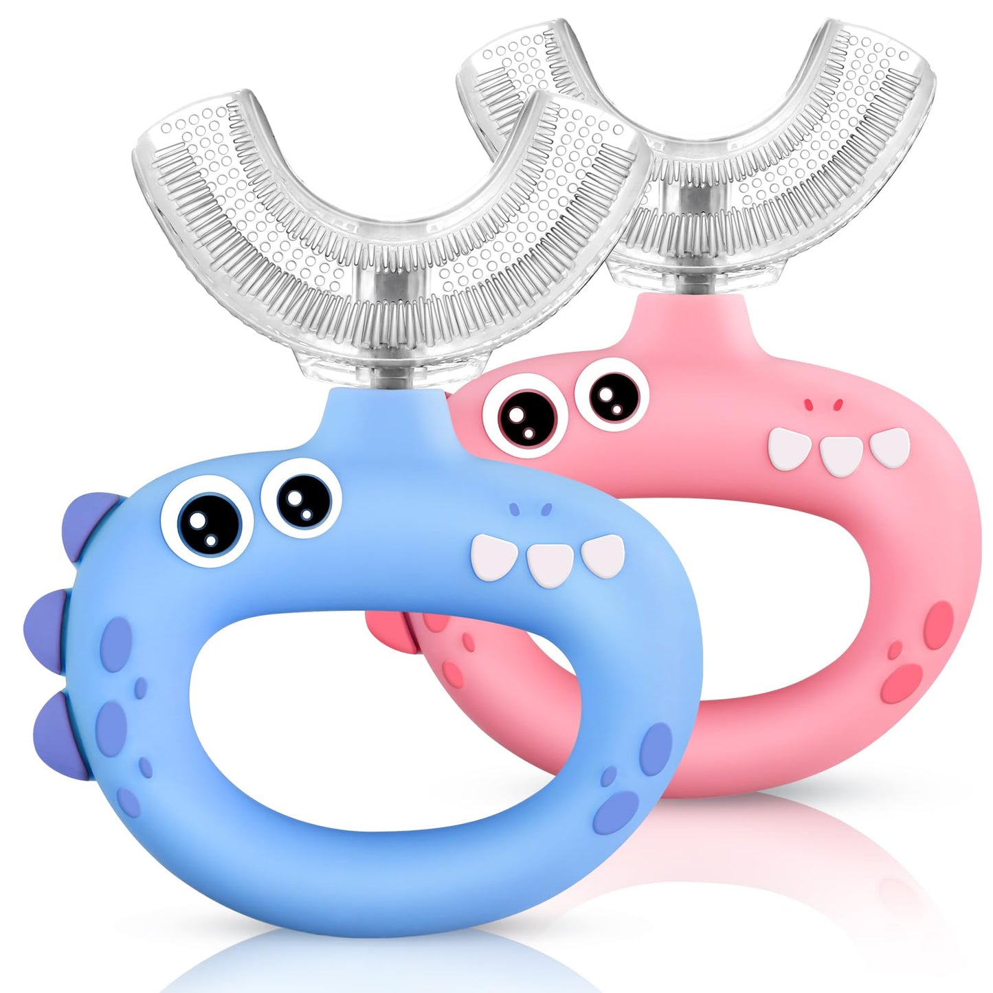 SUPERZZKKE U-Shaped Toddler Toothbrush – 360° Cleaning for Ages 1-4 (2-Pack) | Food-Grade Silicone