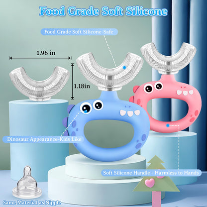 SUPERZZKKE U-Shaped Toddler Toothbrush – 360° Cleaning for Ages 1-4 (2-Pack) | Food-Grade Silicone