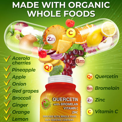 SUPPLEMENTS STUDIO Quercetin with Bromelain, Vitamin C & Zinc – 1215mg per Serving