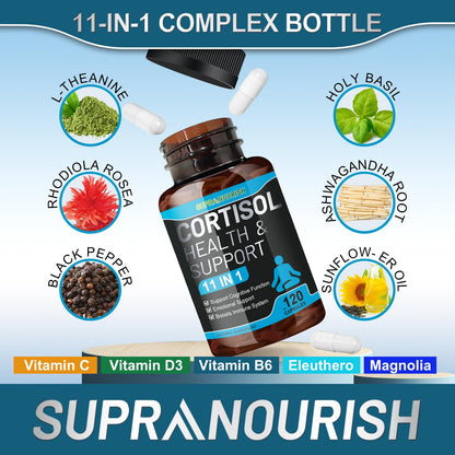 SUPRANOURISH Cortisol Manager – 11-in-1 Cortisol Support, 240 Capsules