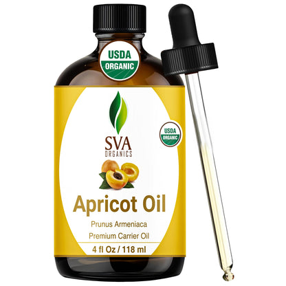 SVA Apricot Seed Oil Organic – 4 oz Cold-Pressed Carrier Oil for Face & Hair