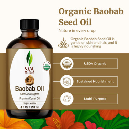 SVA Baobab Seed Oil Organic – 4 oz Cold-Pressed Carrier Oil
