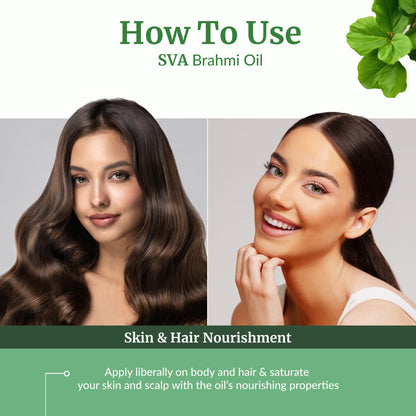 SVA Brahmi Oil Organic - 16 oz | Cold-Pressed Brahmi Carrier Oil for Hair, Skin & Massage