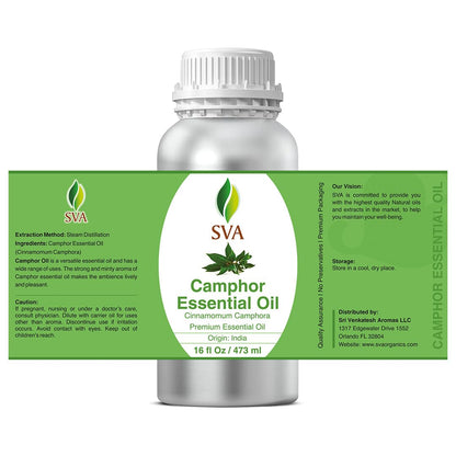 SVA Camphor Essential Oil – 16 oz | 100% Natural Camphor Oil for Diffuser, Hair & Skin Care