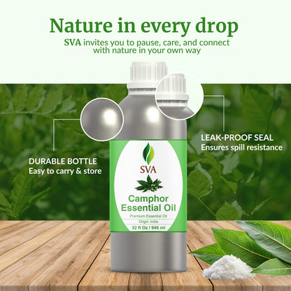 SVA Camphor Essential Oil 32oz – 100% Natural for Diffuser & Skin Care