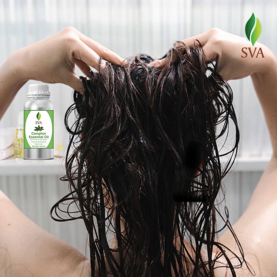 SVA Camphor Essential Oil – 16 oz | 100% Natural Camphor Oil for Diffuser, Hair & Skin Care