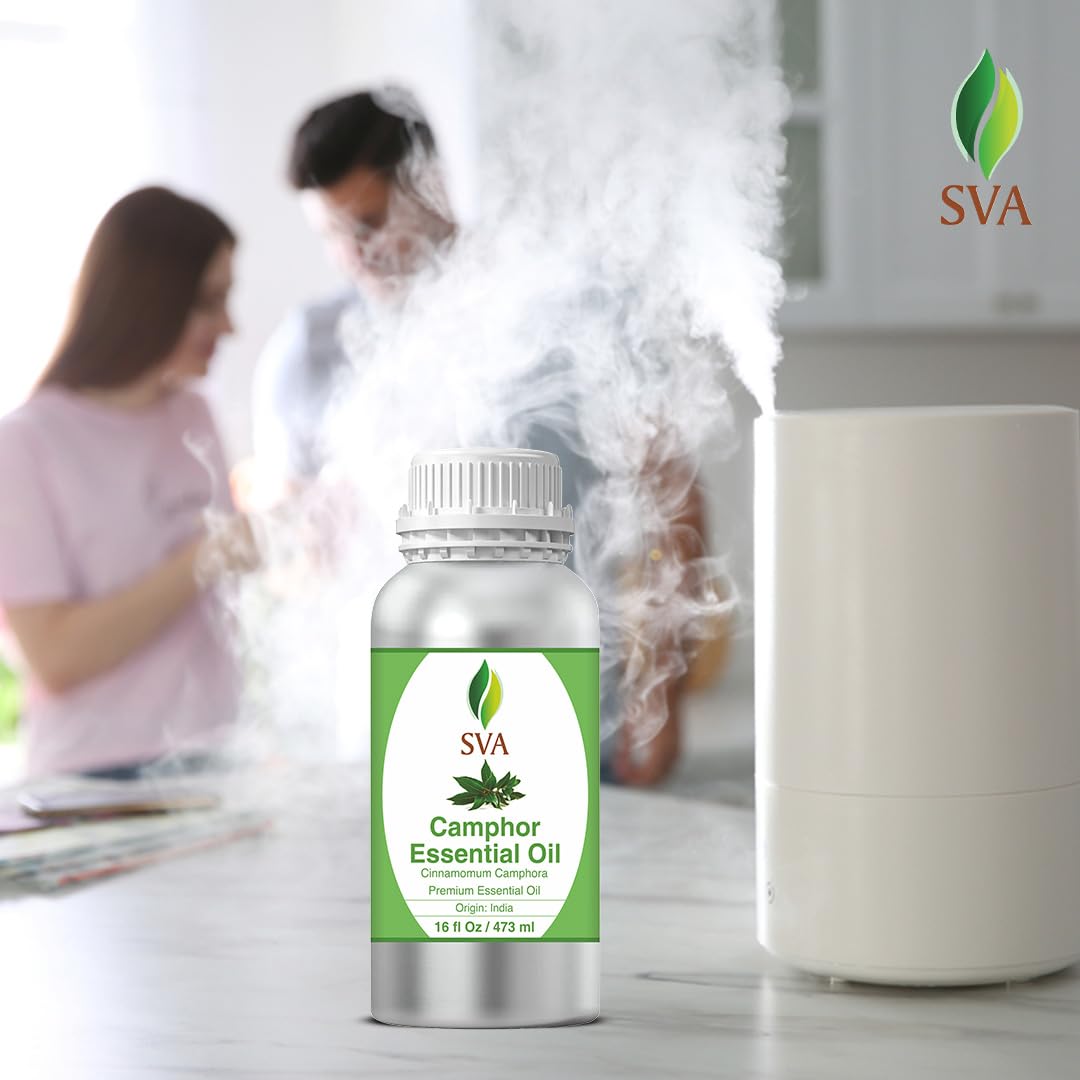 SVA Camphor Essential Oil – 16 oz | 100% Natural Camphor Oil for Diffuser, Hair & Skin Care