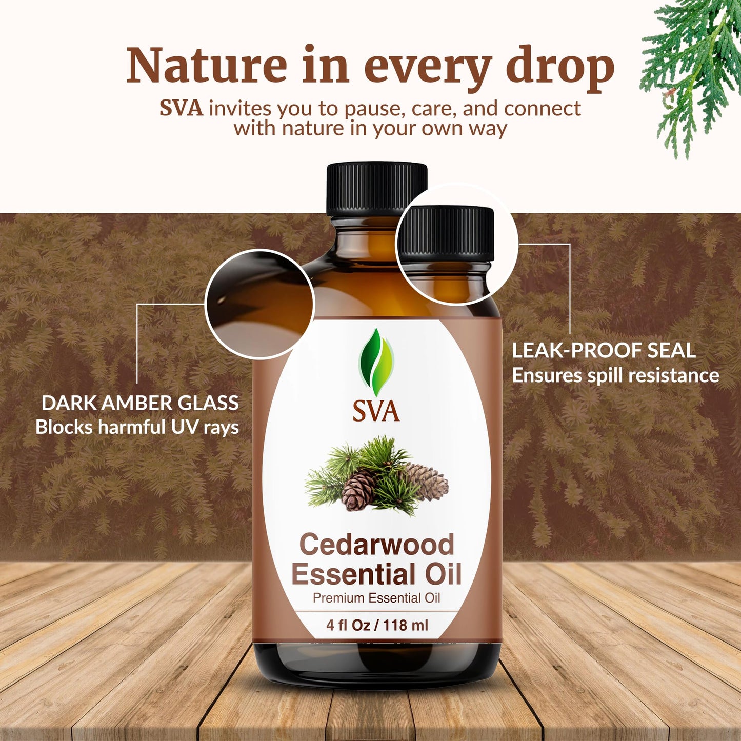 SVA Cedarwood Essential Oil 4oz – 100% Natural Cupressus Funebris