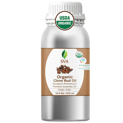 SVA Clove Bud Essential Oil Organic – 16oz | 100% Natural Clove Oil for Diffuser, Hair, Skin & Massage