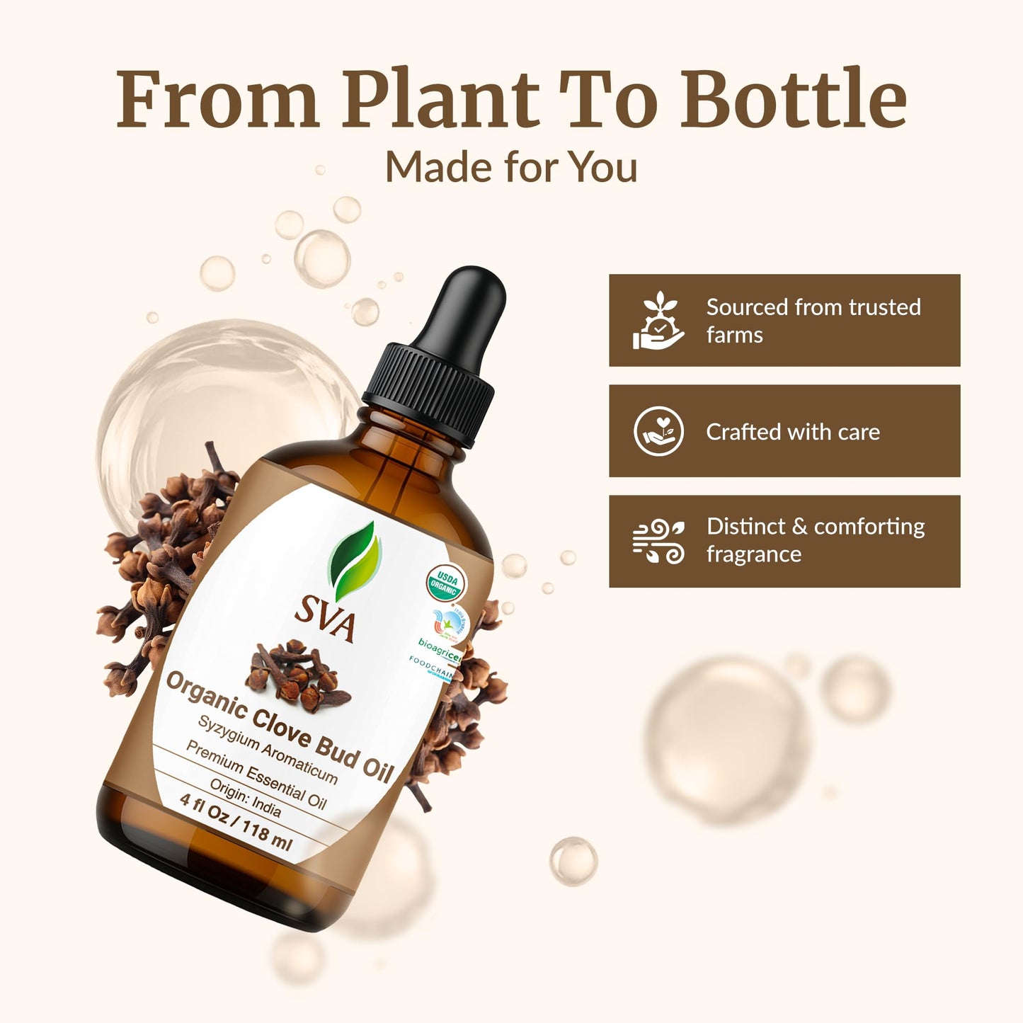 SVA Clove Essential Oil Organic – 4 oz | 100% Natural Clove Bud Oil