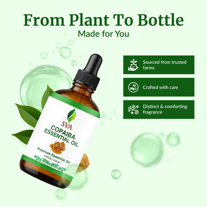 SVA Copaiba Essential Oil – 4oz | 100% Natural Copaiba Oil for Diffuser, Skin & Hair
