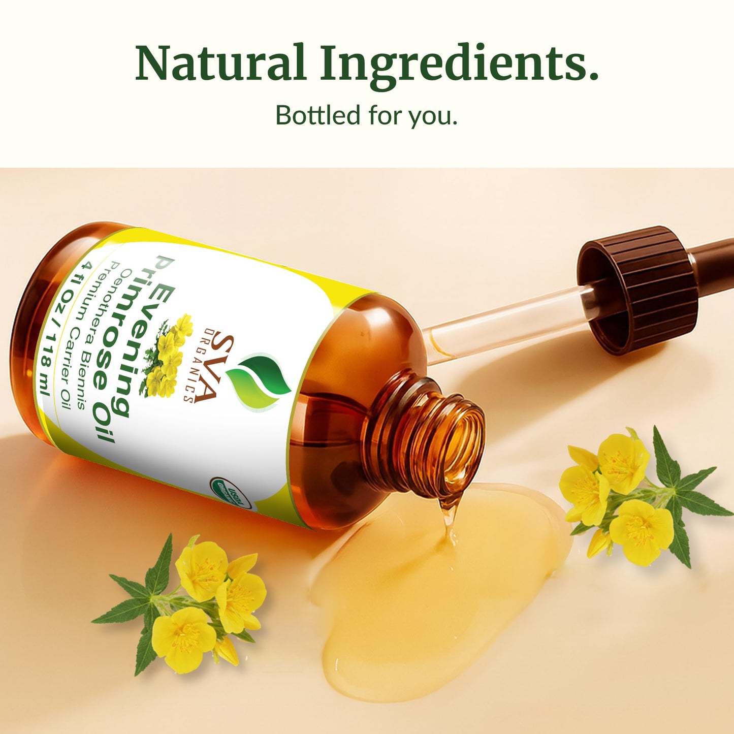 SVA Evening Primrose Oil Organic – 4 Fl Oz | Cold-Pressed Carrier Oil