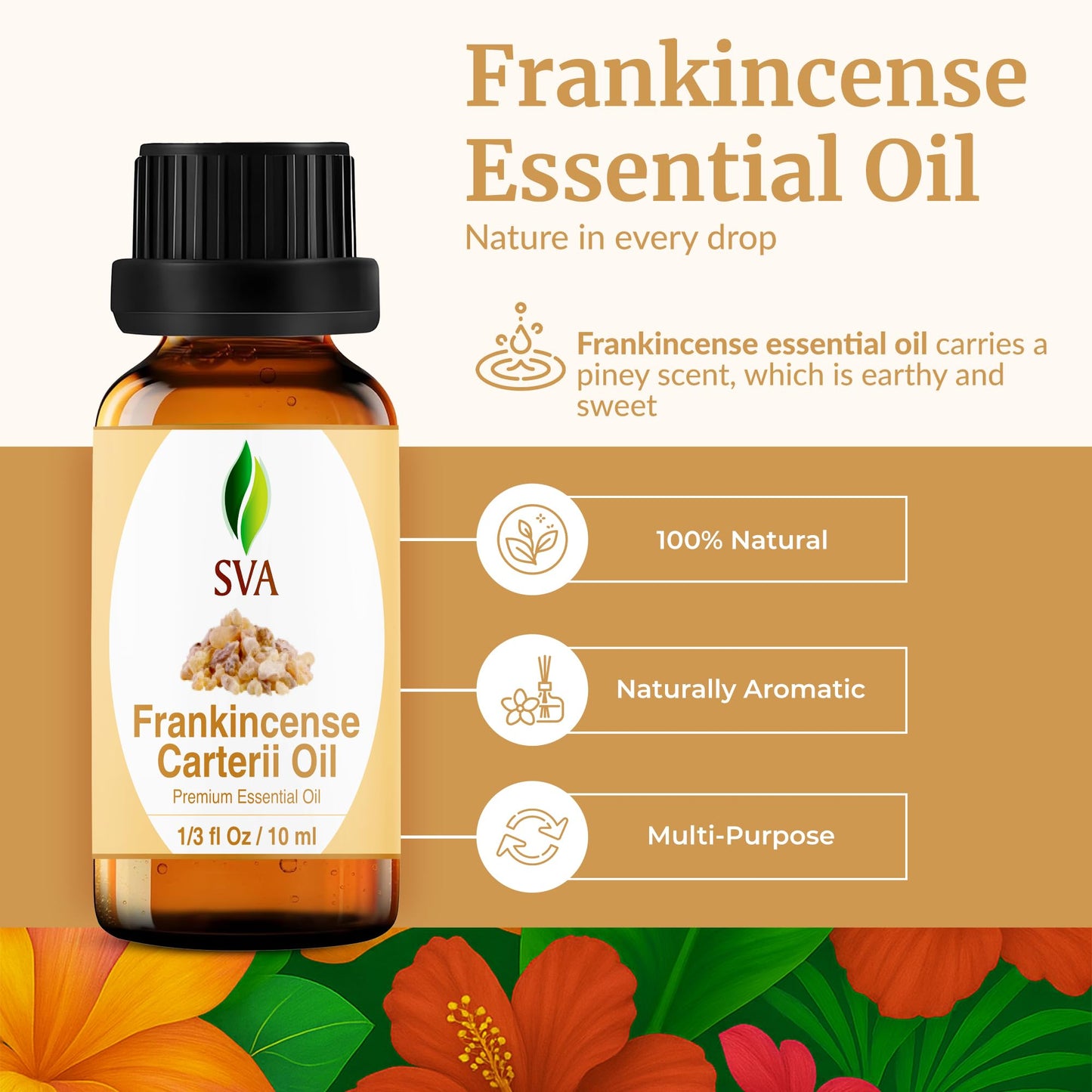 SVA Frankincense Essential Oil – 1/3 Fl Oz Boswellia Carterii, 100% Natural