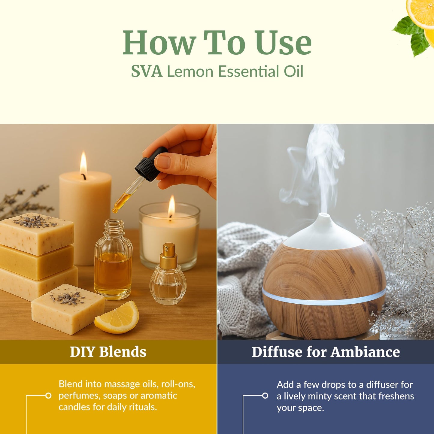 SVA Lemon Essential Oil - 4 oz | 100% Natural, with Dropper