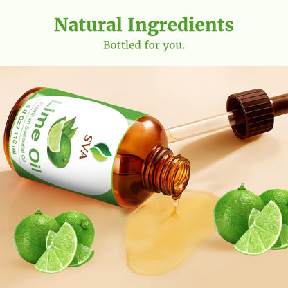 SVA Lime Essential Oil – 4 Oz, 100% Natural with Dropper | Diffuser, Skin & Hair Care