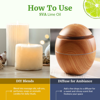 SVA Lime Essential Oil – 4 Oz, 100% Natural with Dropper | Diffuser, Skin & Hair Care