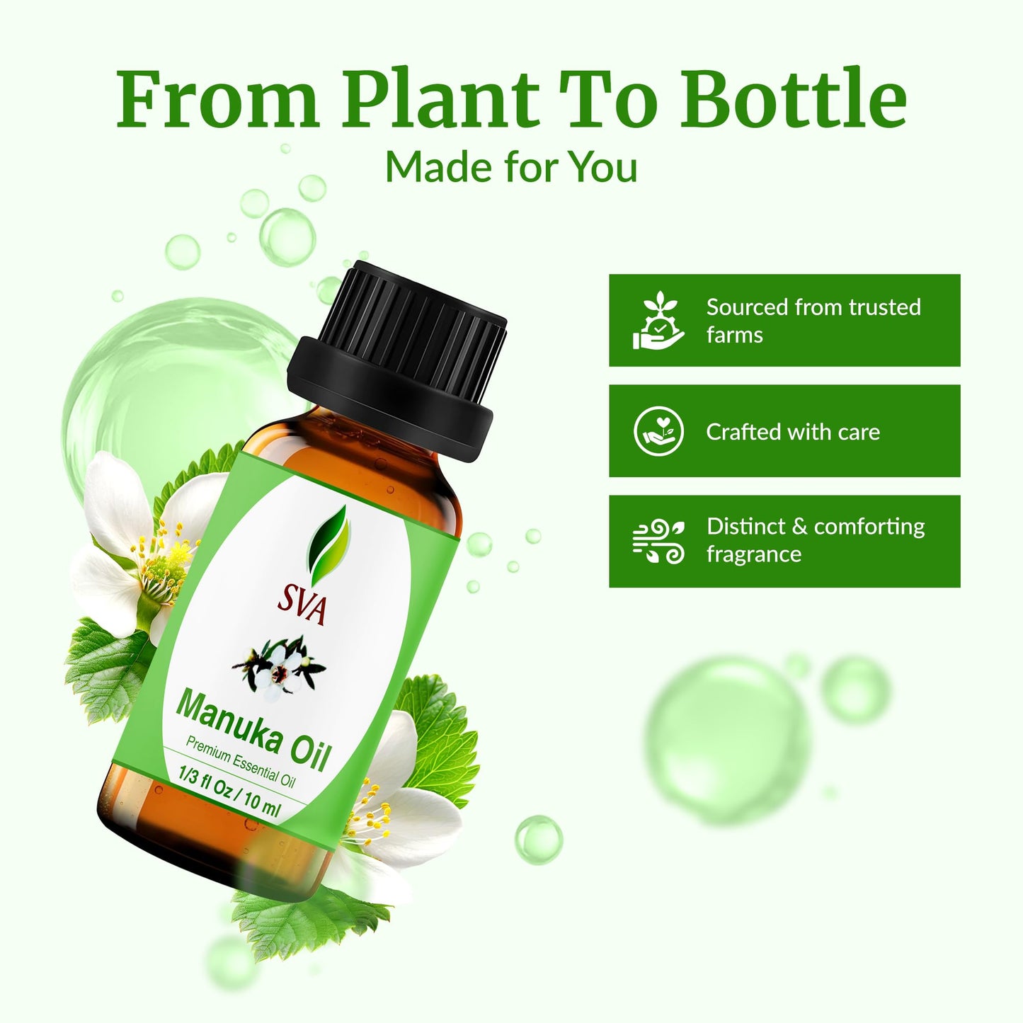 SVA Manuka Essential Oil – 1/3 Fl Oz | 100% Natural Manuka Oil