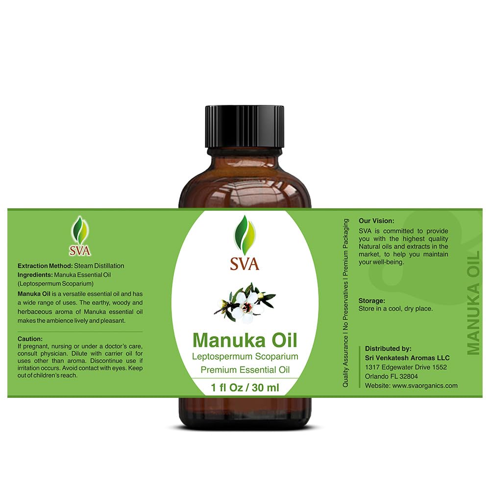 SVA Manuka Essential Oil – 1 Fl Oz | 100% Natural Manuka Oil for Diffuser, Skin & Hair Care