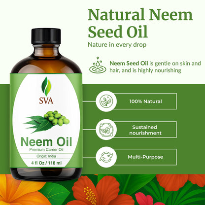 SVA Neem Seed Oil 4 oz – 100% Natural Cold-Pressed Neem Carrier Oil