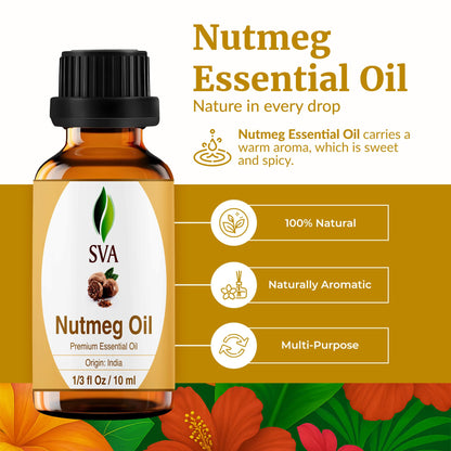 SVA Nutmeg Essential Oil 1/3 oz – 100% Natural | Diffuser, Skin & Hair Care