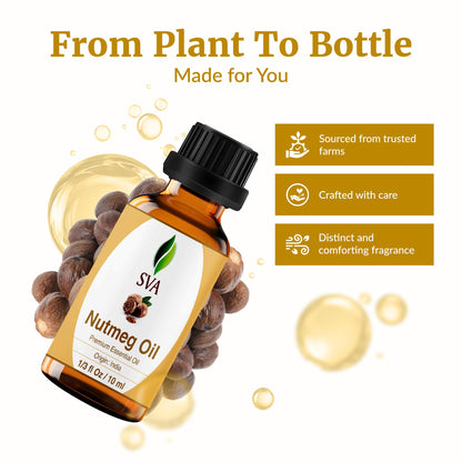 SVA Nutmeg Essential Oil 1/3 oz – 100% Natural | Diffuser, Skin & Hair Care