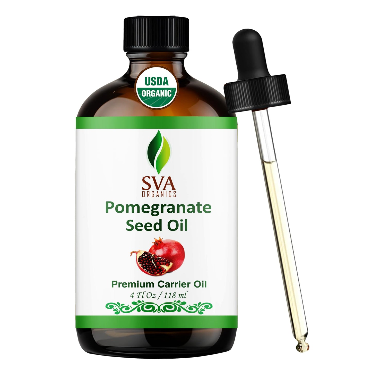 SVA Pomegranate Seed Organic Oil – 4oz | Cold-Pressed Carrier Oil for Face, Skin & Hair