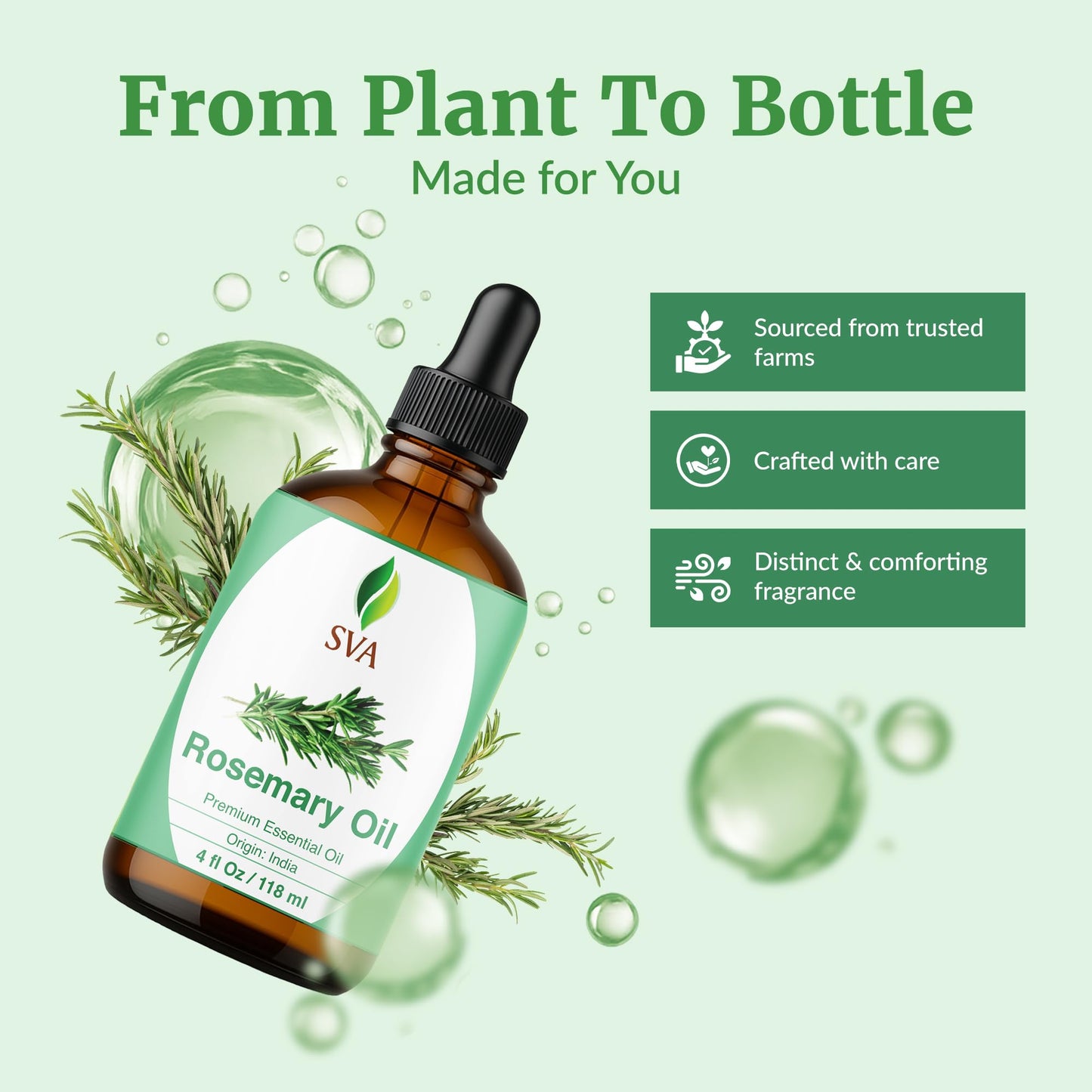 SVA Rosemary Essential Oil – 4 Oz | 100% Natural, Dropper