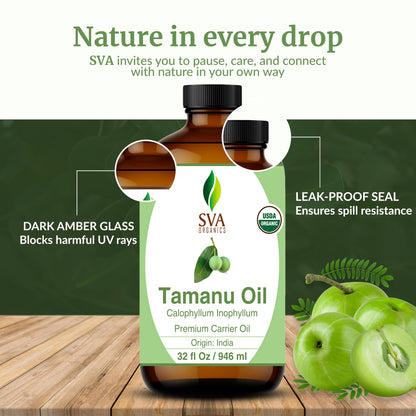 SVA Tamanu Seed Oil Organic - 32oz Cold-Pressed Carrier Oil