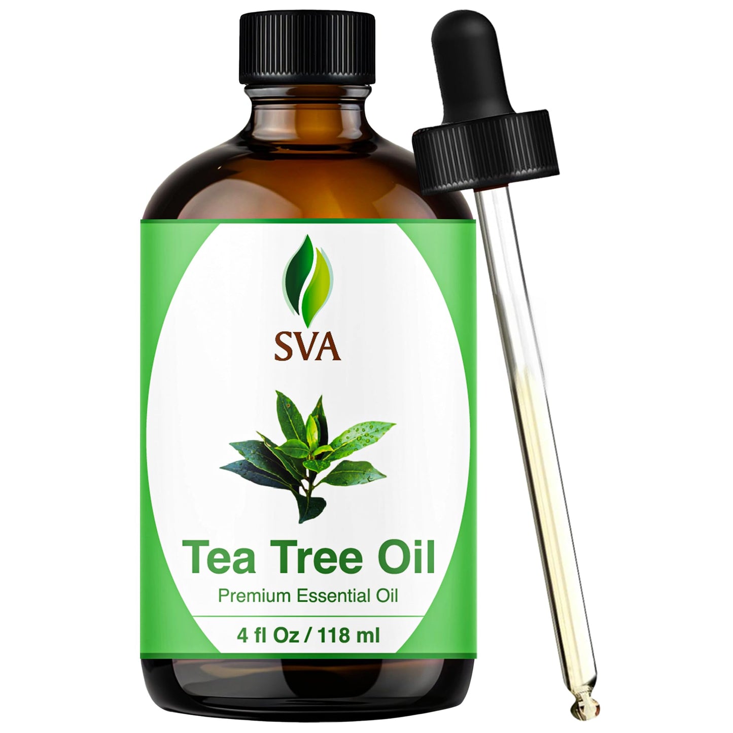SVA Tea Tree Essential Oil 4oz - 100% Natural Tea Tree Oil with Dropper