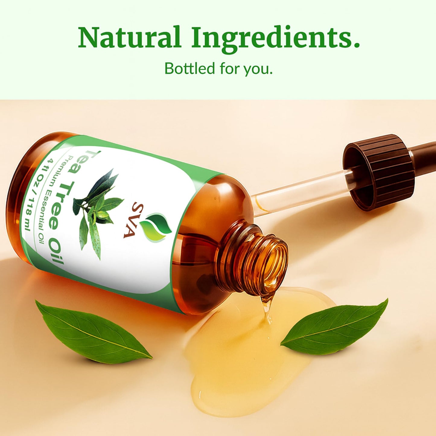 SVA Tea Tree Essential Oil 4oz - 100% Natural Tea Tree Oil with Dropper