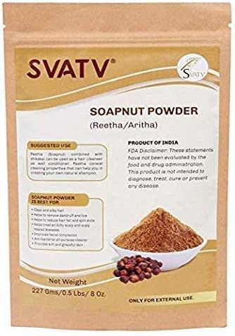 SVATV Soapnut Powder (Reetha) - Natural Hair Care | Sapindus Mukorossi | 227g / 8oz