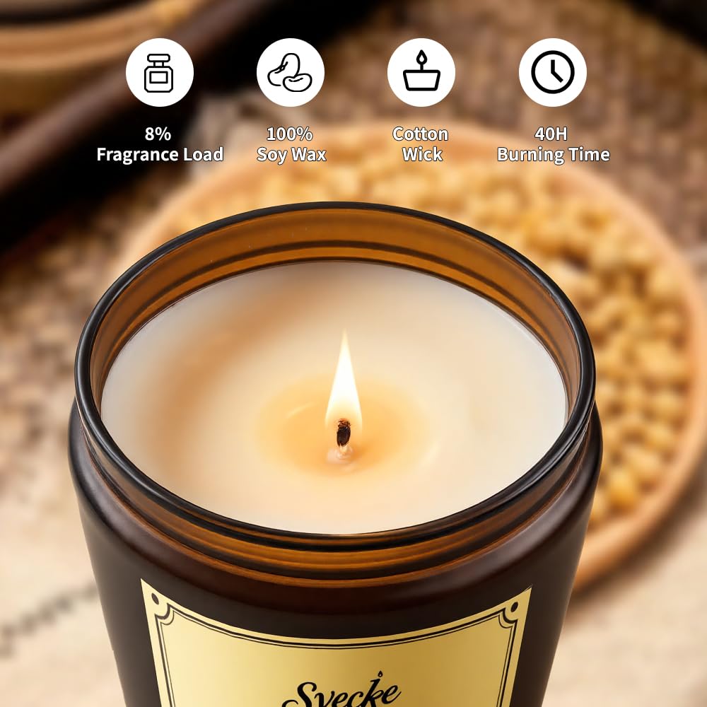 SVECKE 4-Pack 28oz Scented Soy Candles – Lemon, Lavender, Sage & Citrus, Fireside | Gift Set
