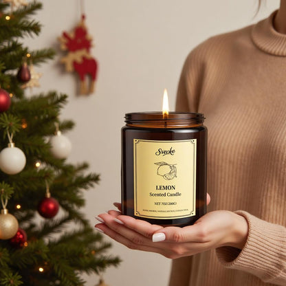 SVECKE 4-Pack 28oz Scented Soy Candles – Lemon, Lavender, Sage & Citrus, Fireside | Gift Set