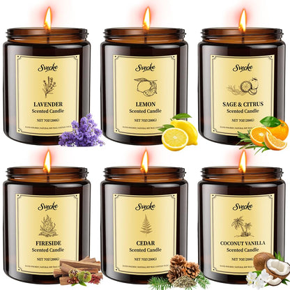 SVECKE 6 Pack 42oz Fall Scented Soy Candles – Aromatherapy Gift Set