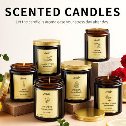 SVECKE 6 Pack 42oz Fall Scented Soy Candles – Aromatherapy Gift Set