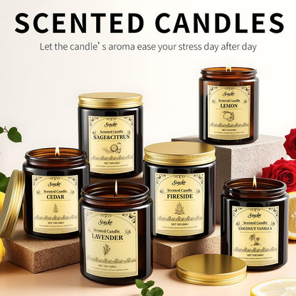 SVECKE Coconut Vanilla Scented Candles - 7oz Soy Wax Jar, Long-Lasting Aromatherapy
