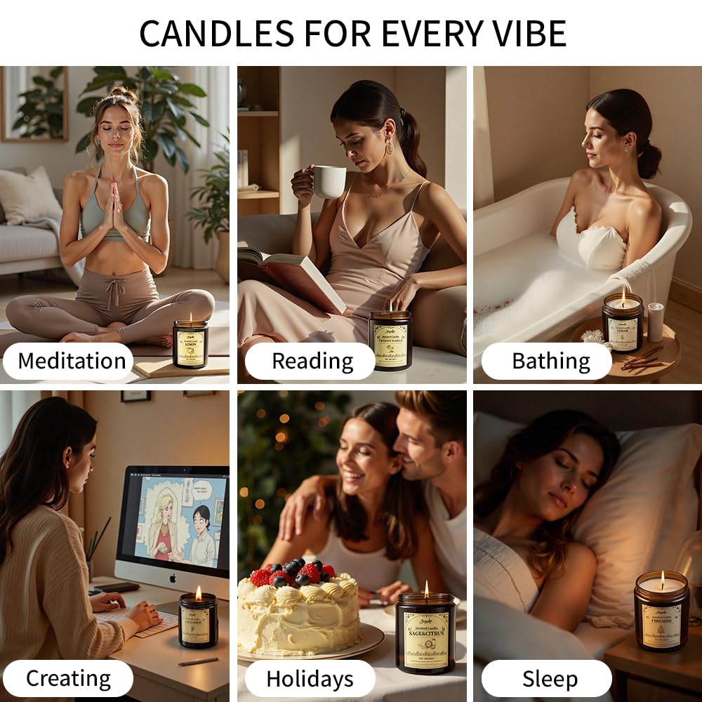 SVECKE Fireside Scented Candles - 7oz Soy Wax Candle | Long Lasting Aromatherapy Gift