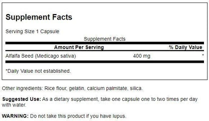 Swanson Full Spectrum Alfalfa Seed 400 mg – 60 Capsules