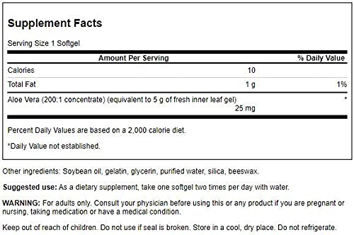 Swanson Aloe Vera 25 Milligrams 300 Sgels – Digestive Support & Skin Health