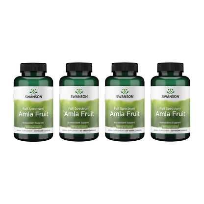Swanson Full Spectrum Amla Fruit - Ayurvedic Indian Gooseberry Supplement, 120 Capsules (500 mg) - 4 Pack