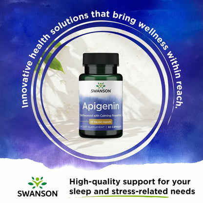 Swanson Apigenin-Bioflavonoid Supplement — Prostate & Sleep Support, 90 Caps, 50 mg Each (4 Pack)