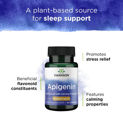 Swanson Apigenin-Bioflavonoid Supplement — Prostate & Sleep Support, 90 Caps, 50 mg Each (4 Pack)
