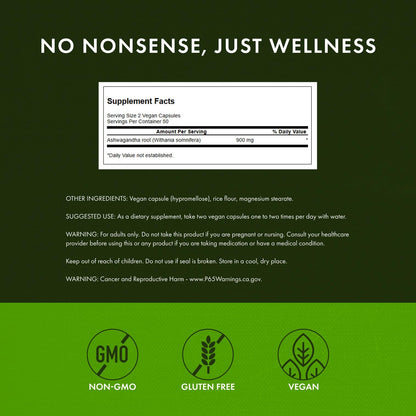 Swanson Ashwagandha Powder Supplement - 450mg, 100 Capsules | Stress & Energy