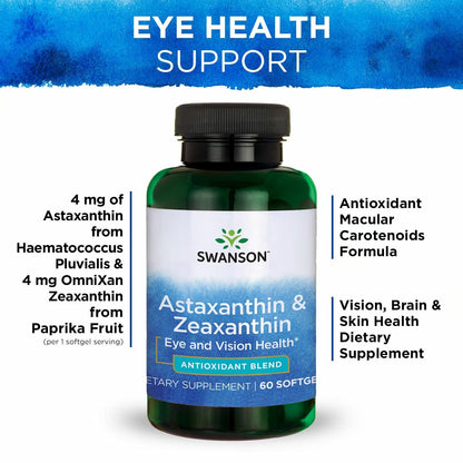 Swanson Astaxanthin & Zeaxanthin Eye Health – 60 Softgels