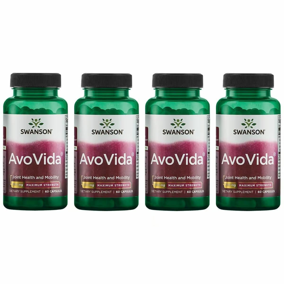 Swanson AvoVida – Avocado & Soybean Unsaponifiables for Joint Health & Mobility (60 Capsules, 4-Pack)