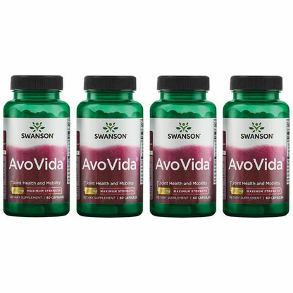 Swanson AvoVida – Avocado & Soybean Unsaponifiables for Joint Health & Mobility (60 Capsules, 4-Pack)