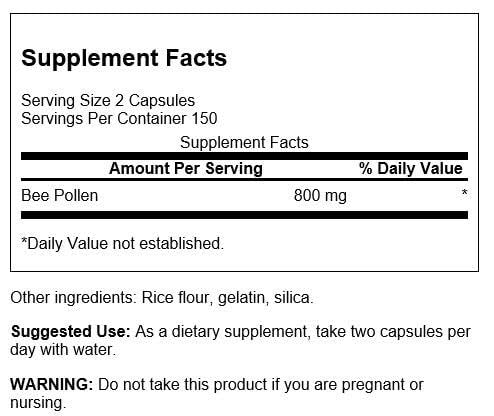 Swanson Bee Pollen 400 Milligrams - 300 Capsules