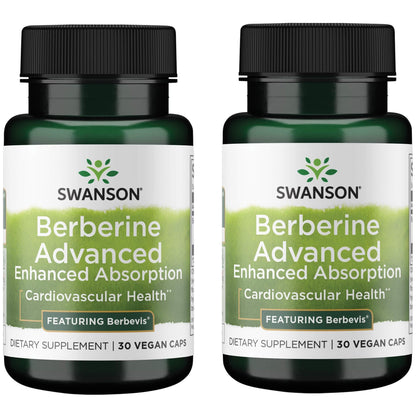 Swanson Berberine Advanced Enhanced Absorption – Berbevis 550 mg, 2 Pack (60 Veg Caps)