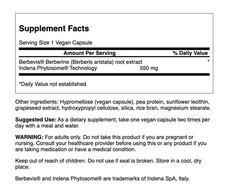 Swanson Berberine Advanced Enhanced Absorption – Berbevis 550 mg, 2 Pack (60 Veg Caps)